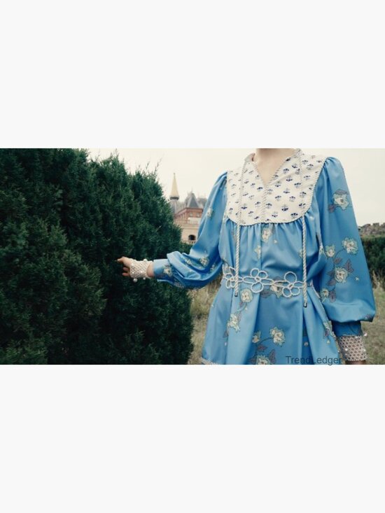 Long Sleeve V Neck Mini Dress Floral Patchwork Loose Boho Casual - Picture 7 of 7